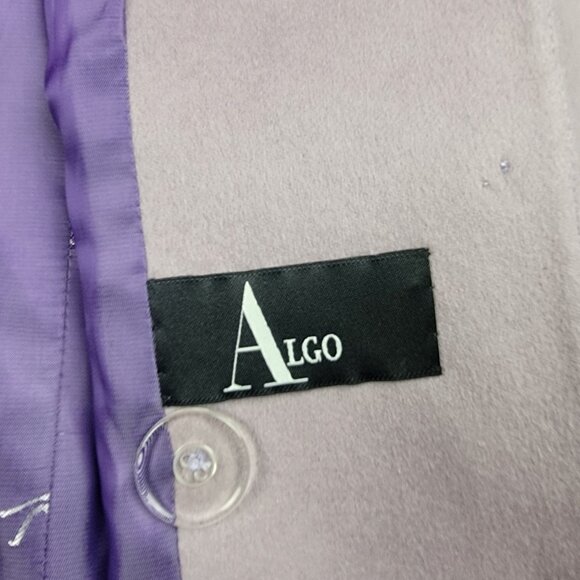 Algo Wool Blend Ruffle Collar Jacket Womens Size Unknown Lavender Purple Lined - Picture 6 of 14